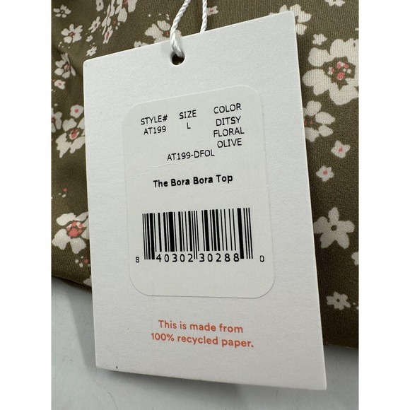 Andie Swim The Bora Bora Bandeau Bikini Top Women's Sz Large Ditsy Floral Olive - Picture 7 of 9